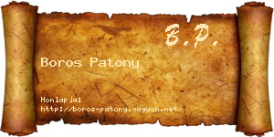 Boros Patony névjegykártya